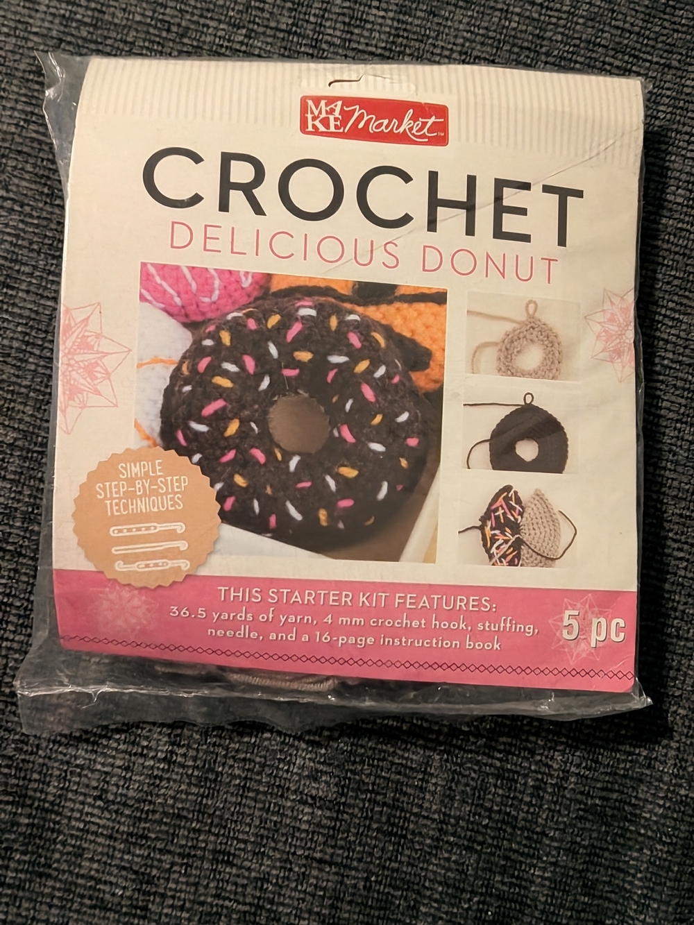 Makers Market Crochet Delicious Donut Kit - Black Donut NEW
